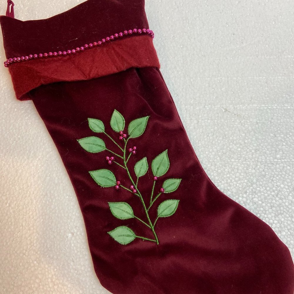Marta Stewart  Christmas Sock  Stocking Velour Velvet